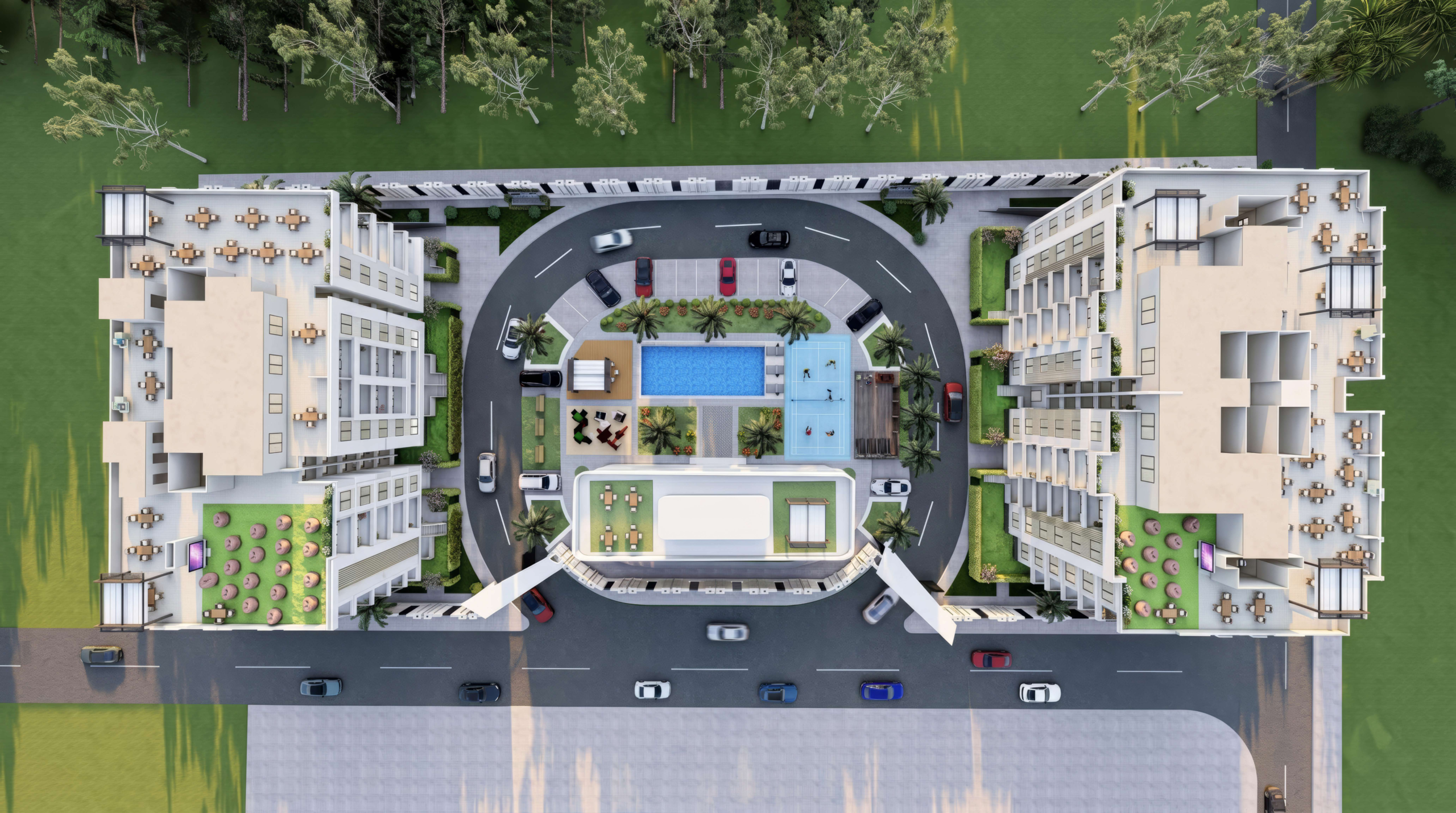 Riza 2 Compound masterplan with padel court